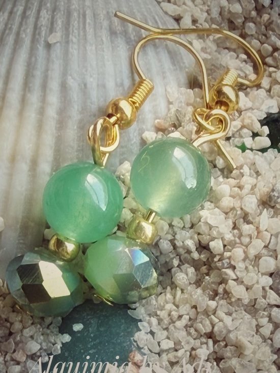 Alquimia Jewelry - Bohemian green aventurine gold dangle earrings